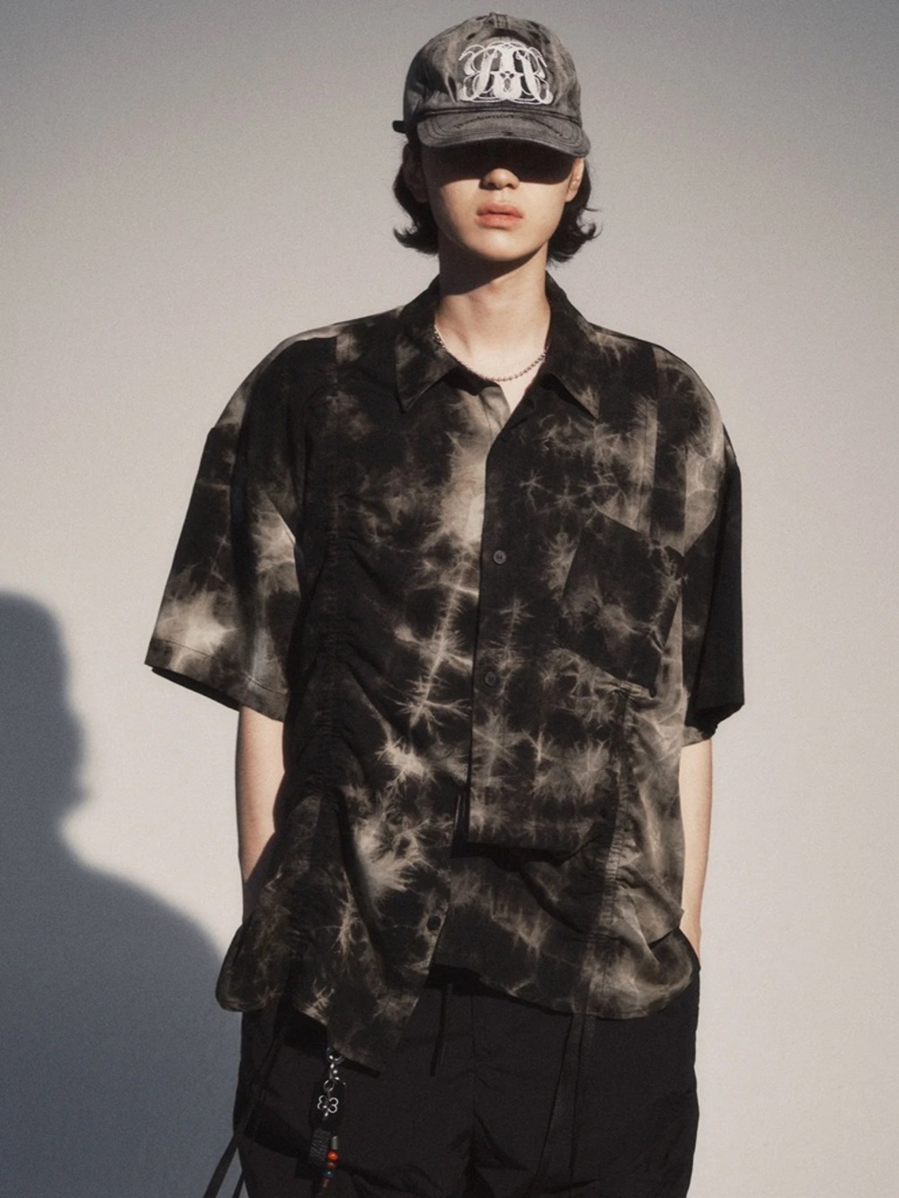 Pure Venice by Eternelle Pullover Blouse Shirt  Womens ITALY Black Tie-Dye Med